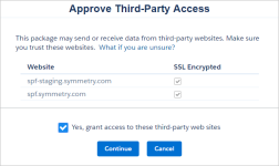 Screenshot: Approve Third-Party Access screen with the Yes, grant access to these third-party web sites option selected